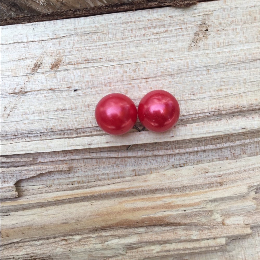 Red Pearl Earrings